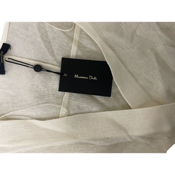 Massimo Dutti Women Shirt XS Cream Wool Cotton Surplice Neckline 5133/791 NWT - Picture 6 of 12